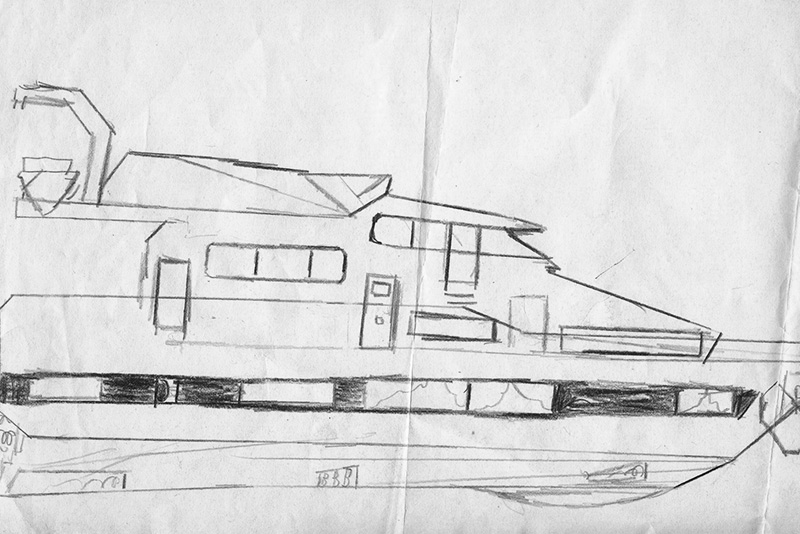 Yacht design sketch by Marco Casali